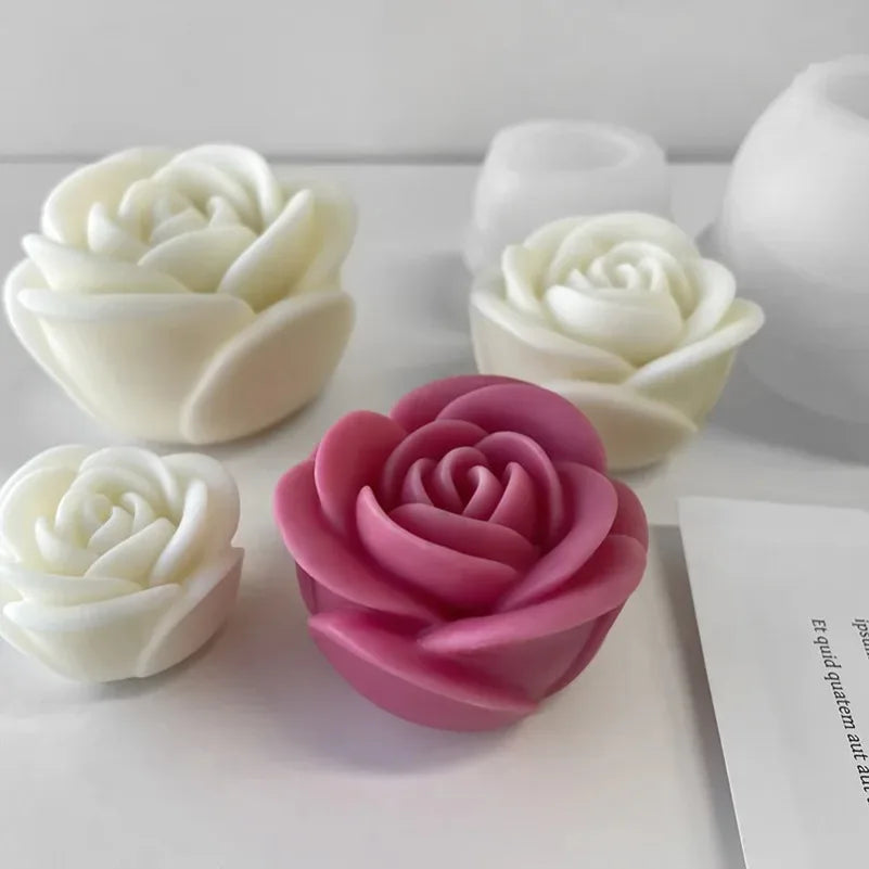 Valentine’s Day Rose Flower Silicone Candle Mold 3D Peony Soap