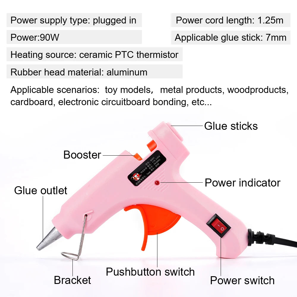 90W Hot Melt Glue Gun 7mm Stick Industrial Electric Repair Tool