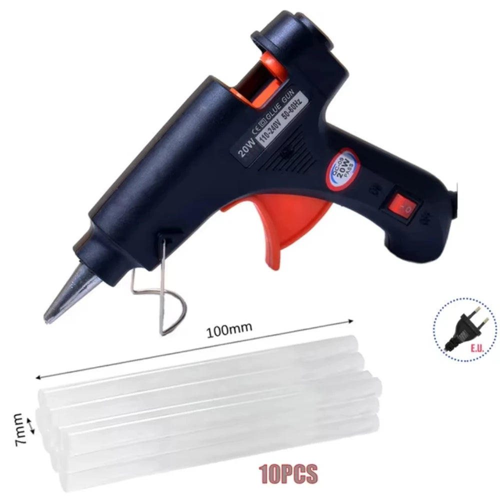 20W Hot Melt Glue Gun +10 Sticks DIY Household Industrial Crafts