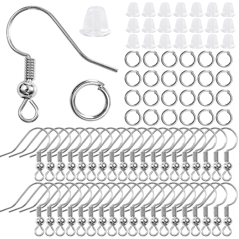 300-Pack Hypoallergenic Earring Hooks, Jump Rings & Rubber Backs