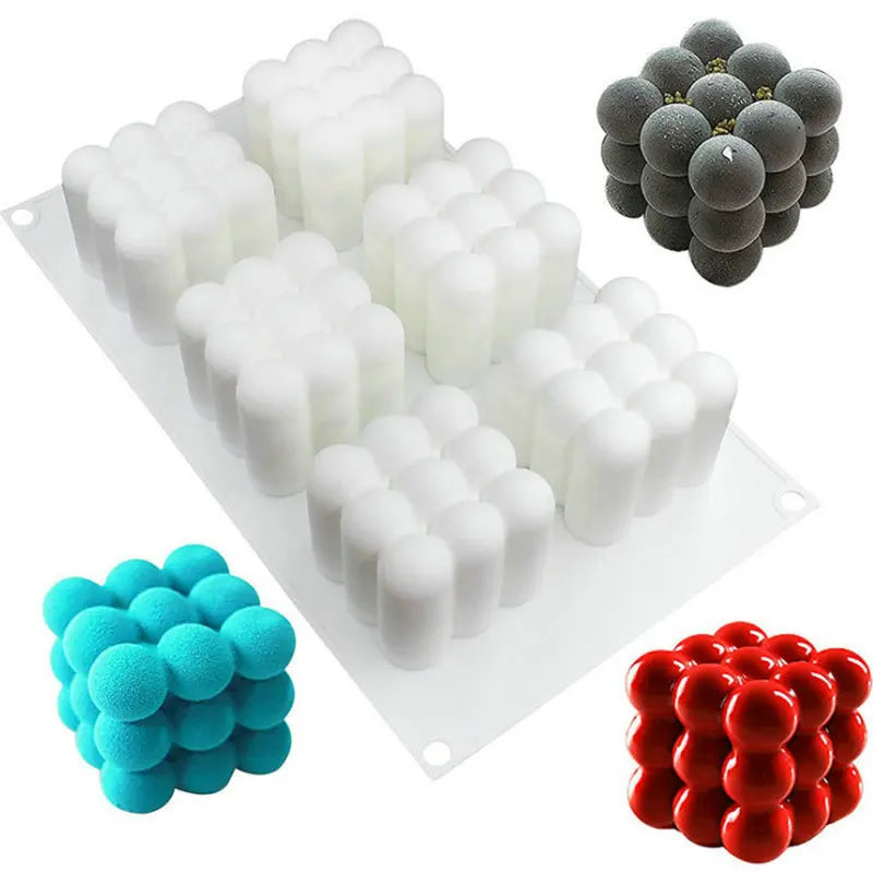 6-cavity Large Bubble Silicone Candle Mold Cake Aromatherapy Soap