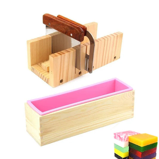 1.2L Rectangular Silicone Soap Mold Kit – Wooden Frame & Stainless Steel Scraper