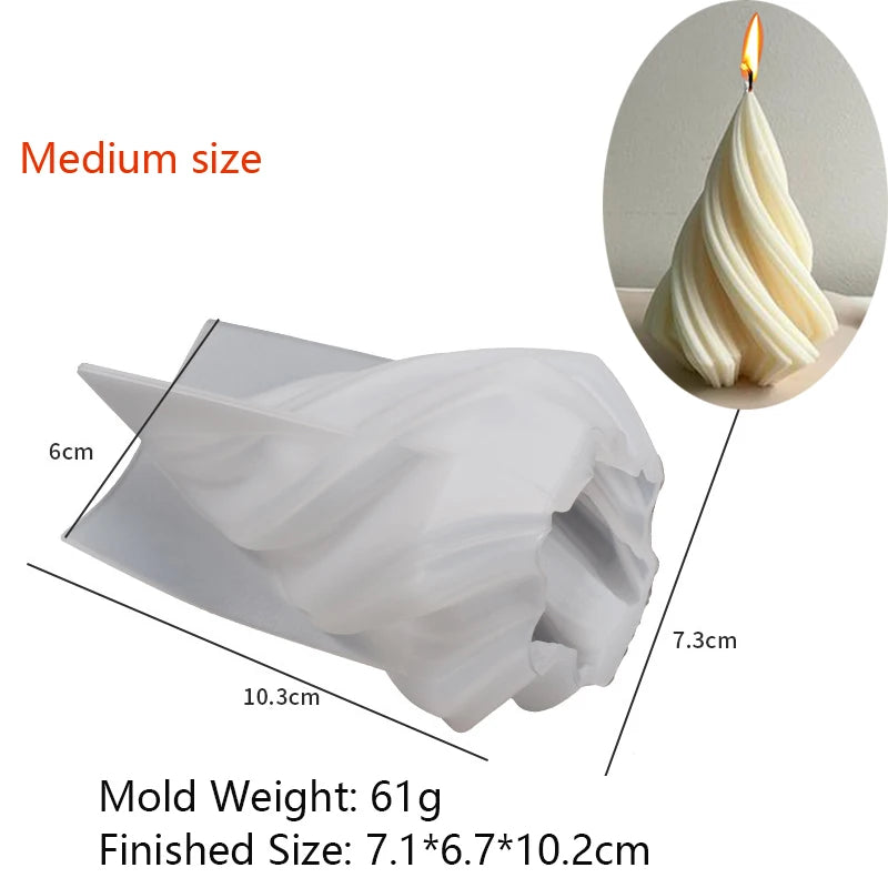 3D Rotating Pillar Candle Silicone Mold Geometric Wave Soap