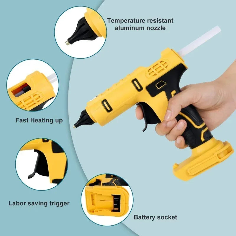 Cordless Electric Glue Gun Anti-scald Nozzle +10 Sticks For Dewalt