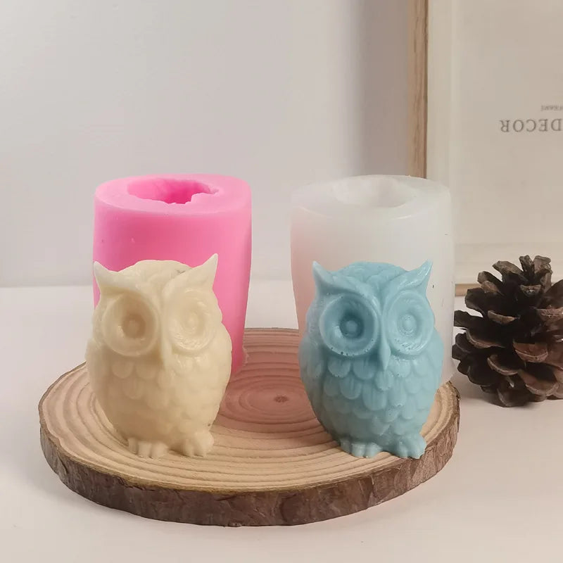 3D Owl Silicone Candle Mold Cute Animal Soap Plaster Resin