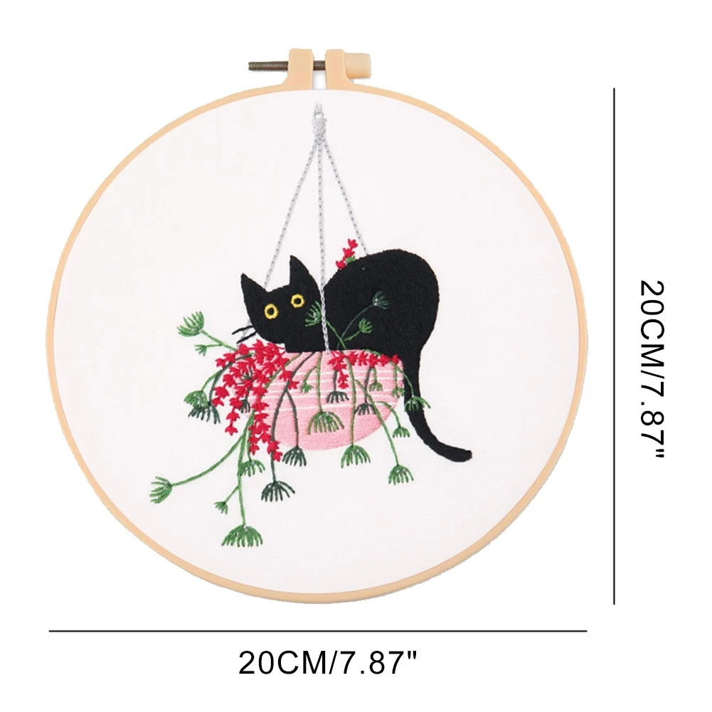 Embroidery Starter Kit – European Pattern, Cross Stitch & Hoops