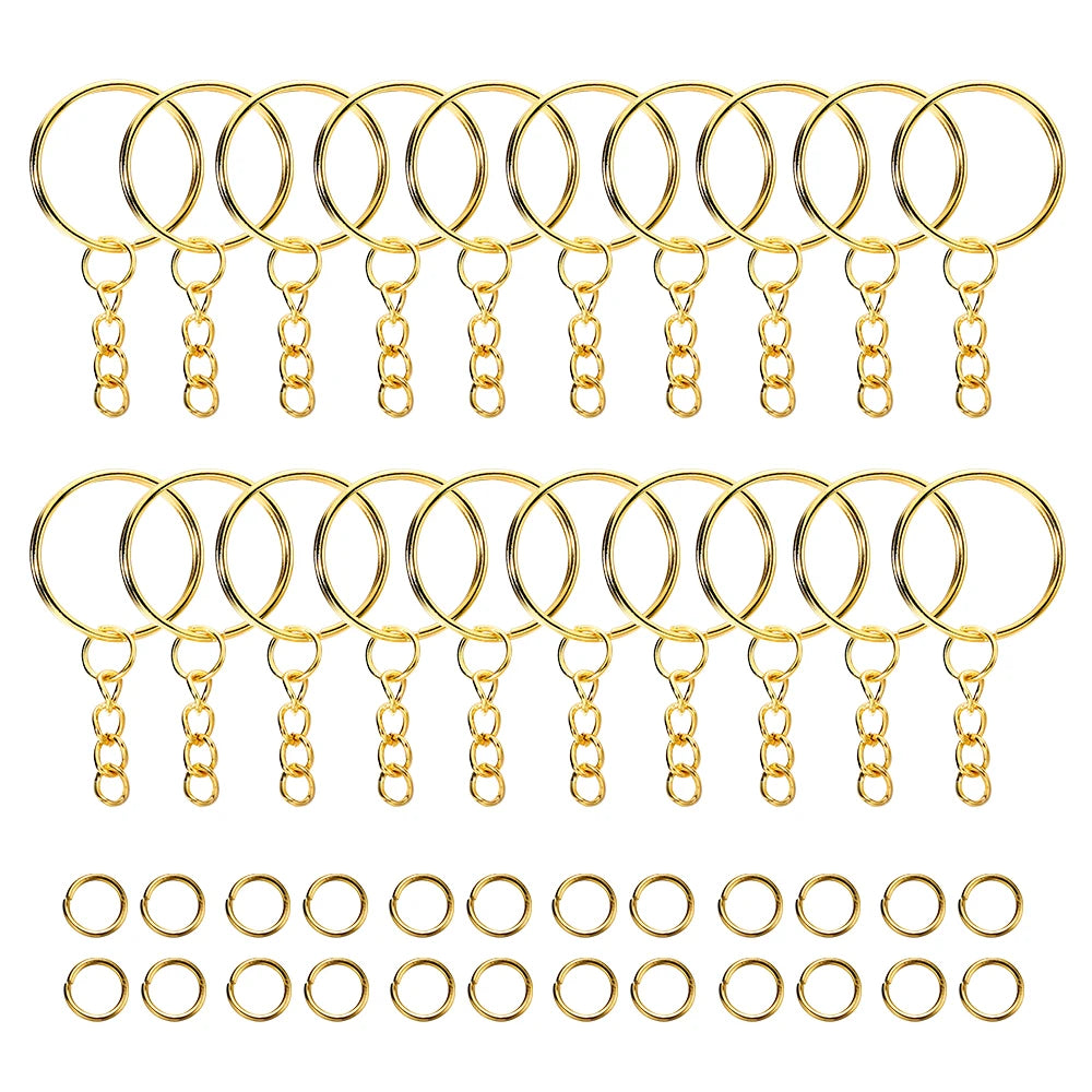 100-Pack 25mm Key Rings & 8mm Jump Rings for DIY Keychains