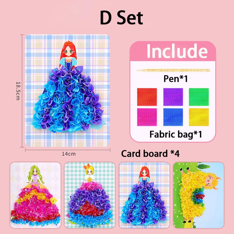 Puzzle Puncture Painting Boards Kids DIY Princess/Hedgehog/Peacock