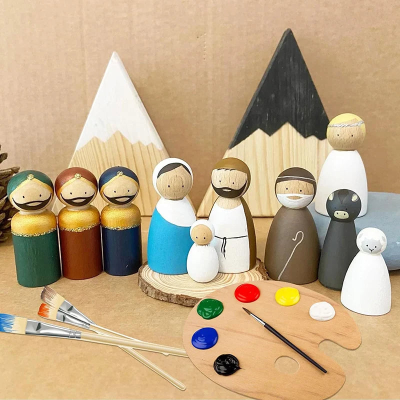 Wooden Peg Dolls – 2/5/10 pcs Unfinished for DIY Painting & Art Craft Decoration