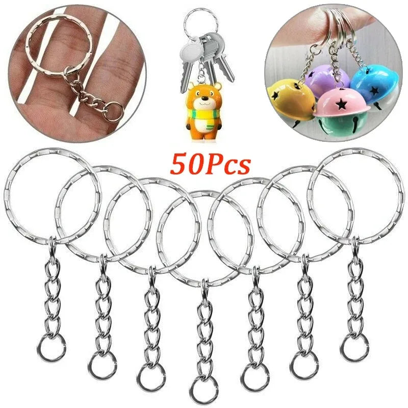 Metal Keychains with Split Ring – 10/50 pcs, Key Rings & Keyfob Holder for DIY