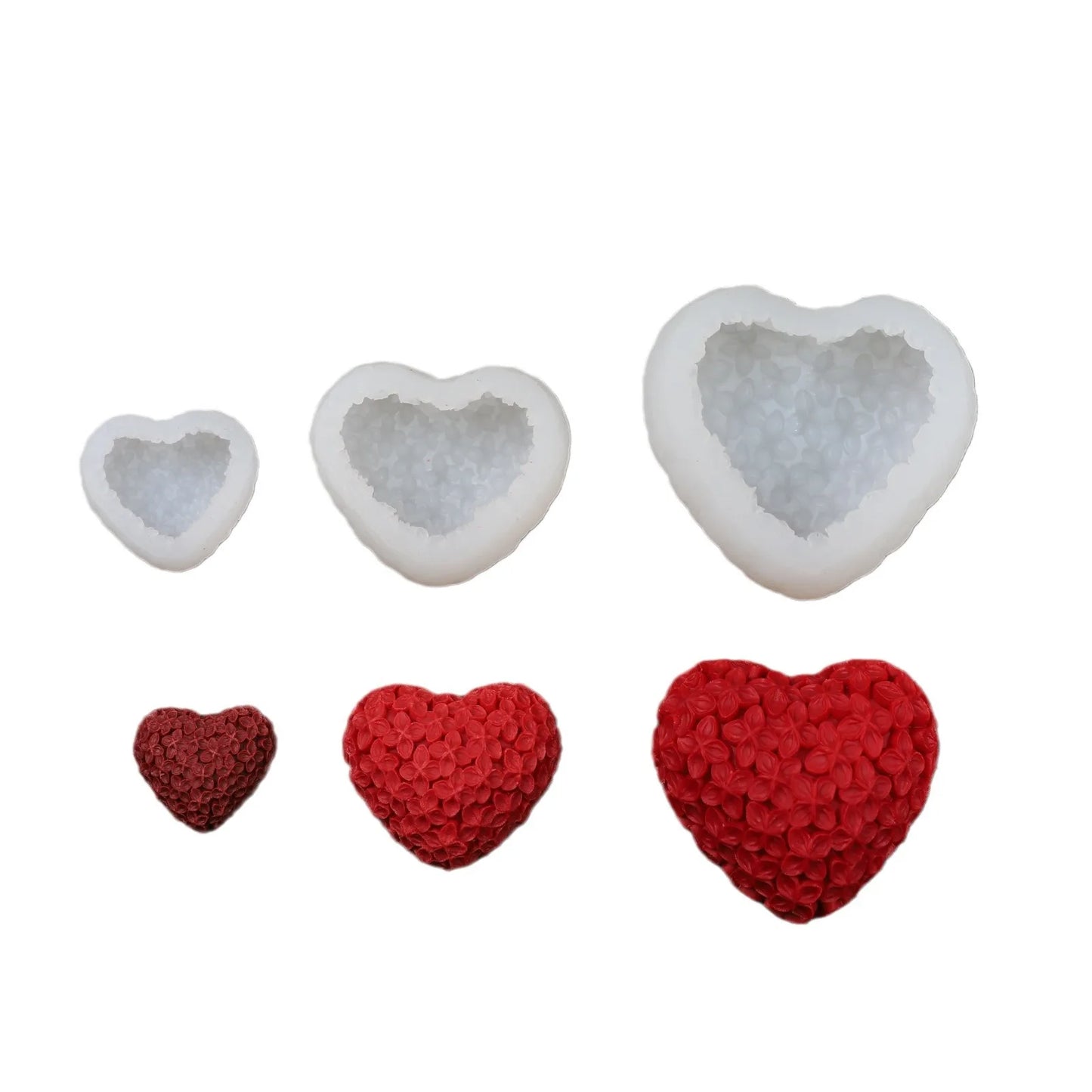 3D Love Heart Silicone Candle Mold Aromatherapy Resin Soap Kit