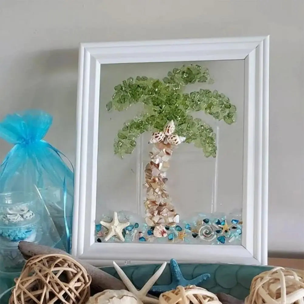 DIY Sea Glass Art Kit with Wooden Frame – Handmade Wall & Desktop Decoration