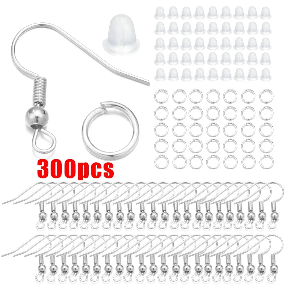 300-Pack Hypoallergenic Earring Hook Kit with Multicolor Wires & Jump Rings