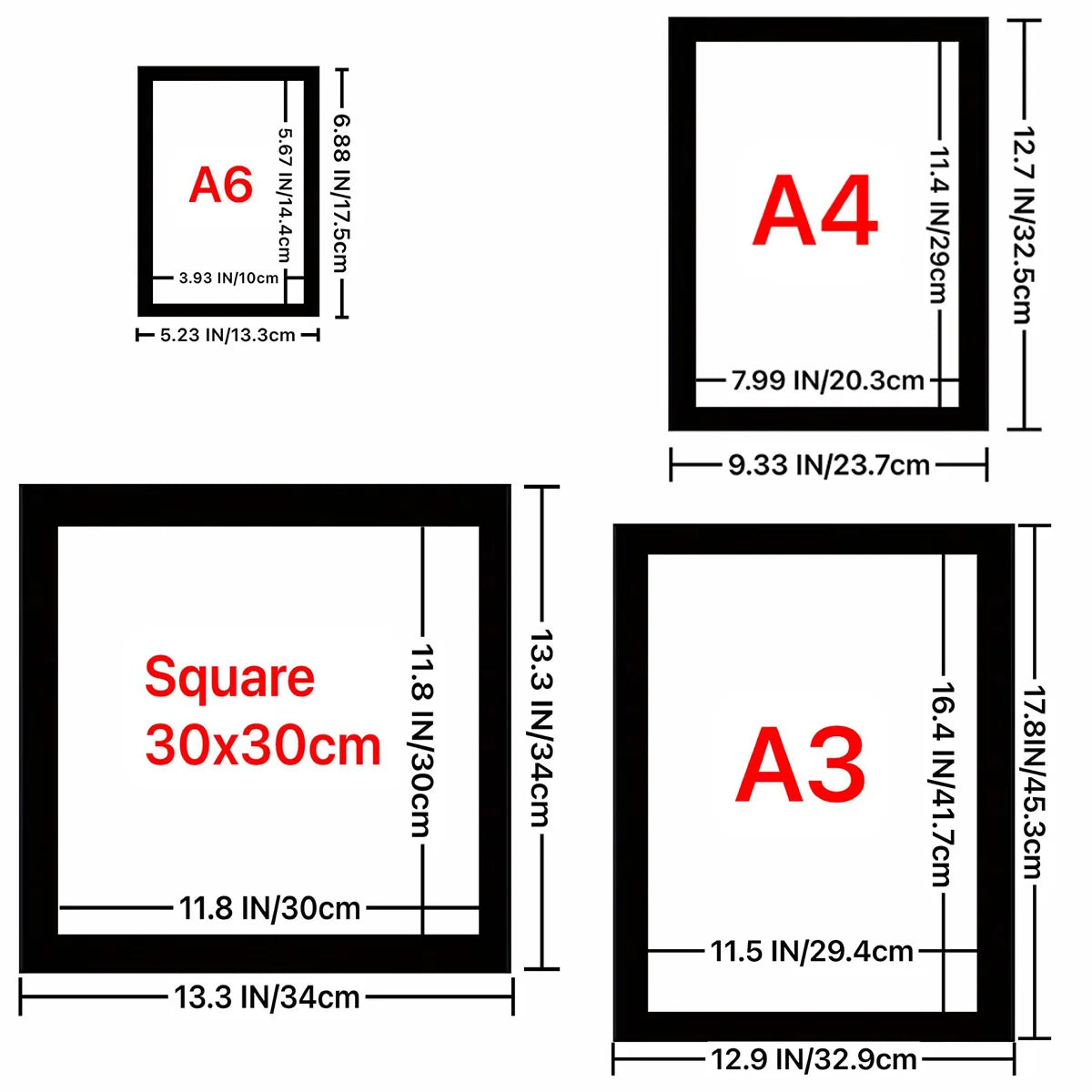 5Pack Magnet Picture Frame A3/A4/A6/30×30cm Children’s Art Holder