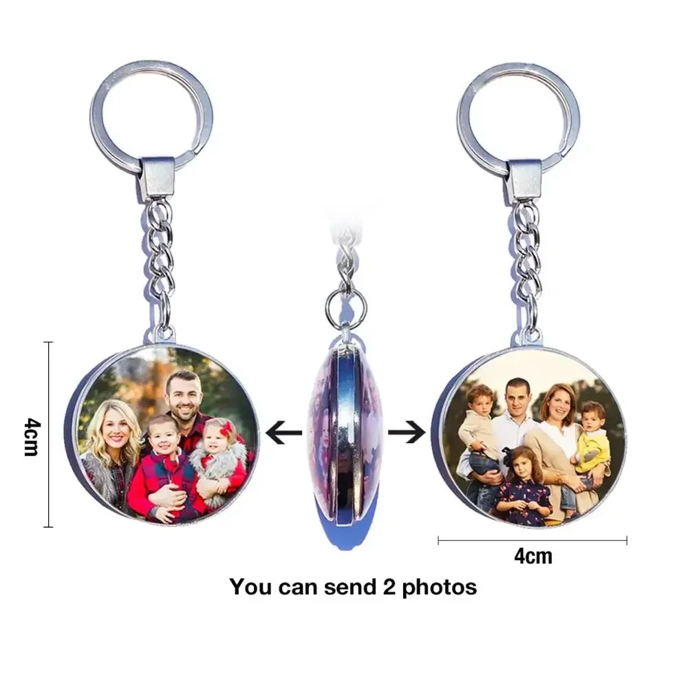 DIY Double‑Sided Custom Photo Keychain – Personalized Glass Cabochon for Family & Lovers