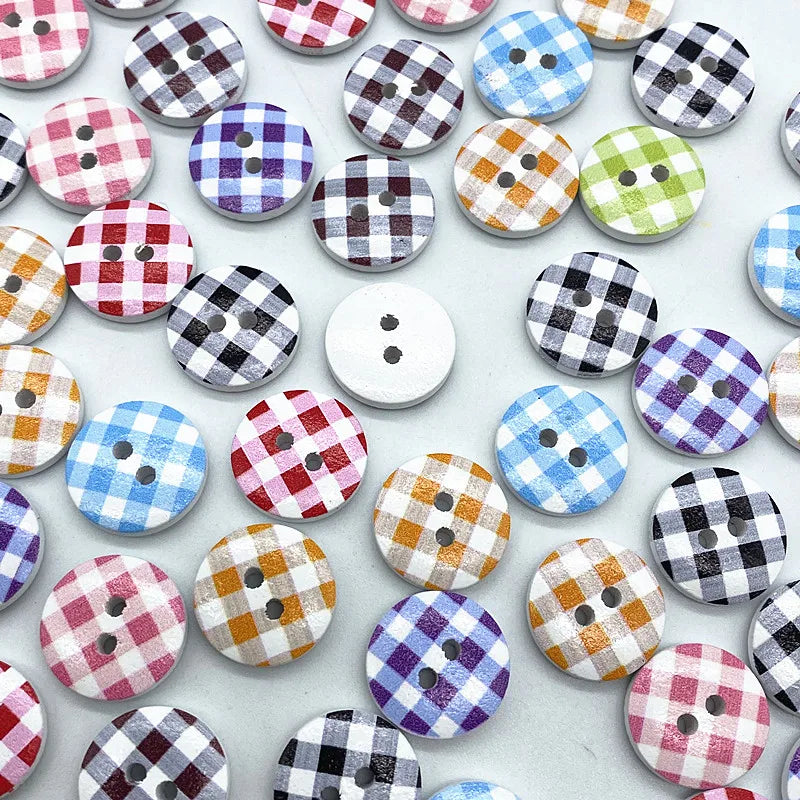 30-Pack Mixed Wood Buttons 15mm – Round & Monogrammed