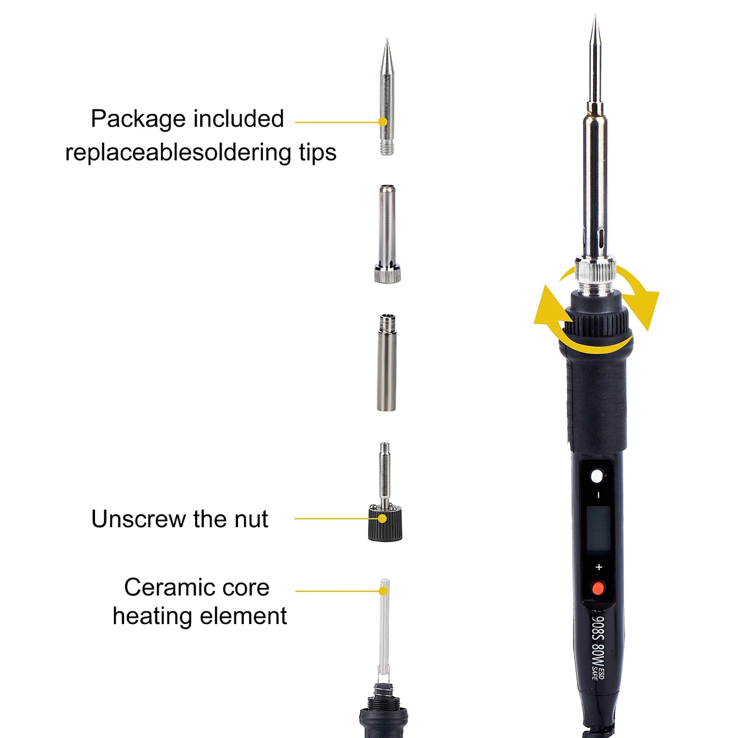 80W Engraving & Soldering Pen, Wood Burning Kit (28 Tips)