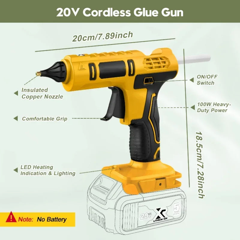 Cordless Electric Glue Gun Anti-scald Nozzle +10 Sticks For Dewalt