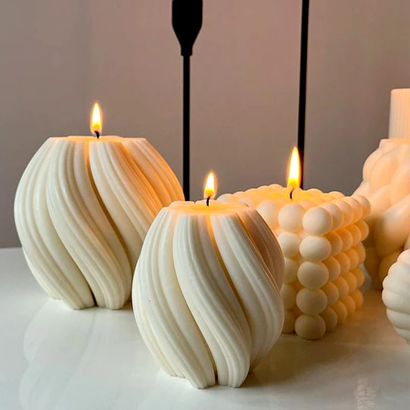 3D Rotating Pillar Candle Silicone Mold Geometric Wave Soap