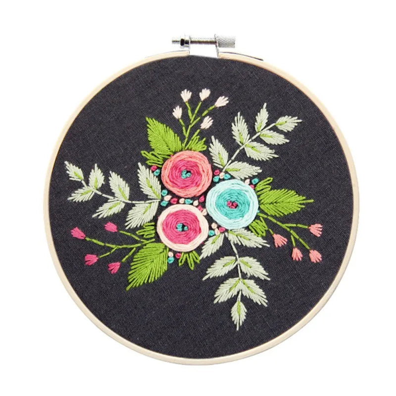 Embroidery Starter Kit – European Pattern, Cross Stitch & Hoops