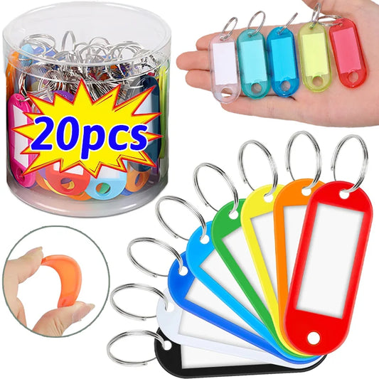 5-20pcs Multicolor Plastic Keychains ID Label Key Tags Luggage ID Tags Hotel Number Classification Card DIY Key Rings Keychains