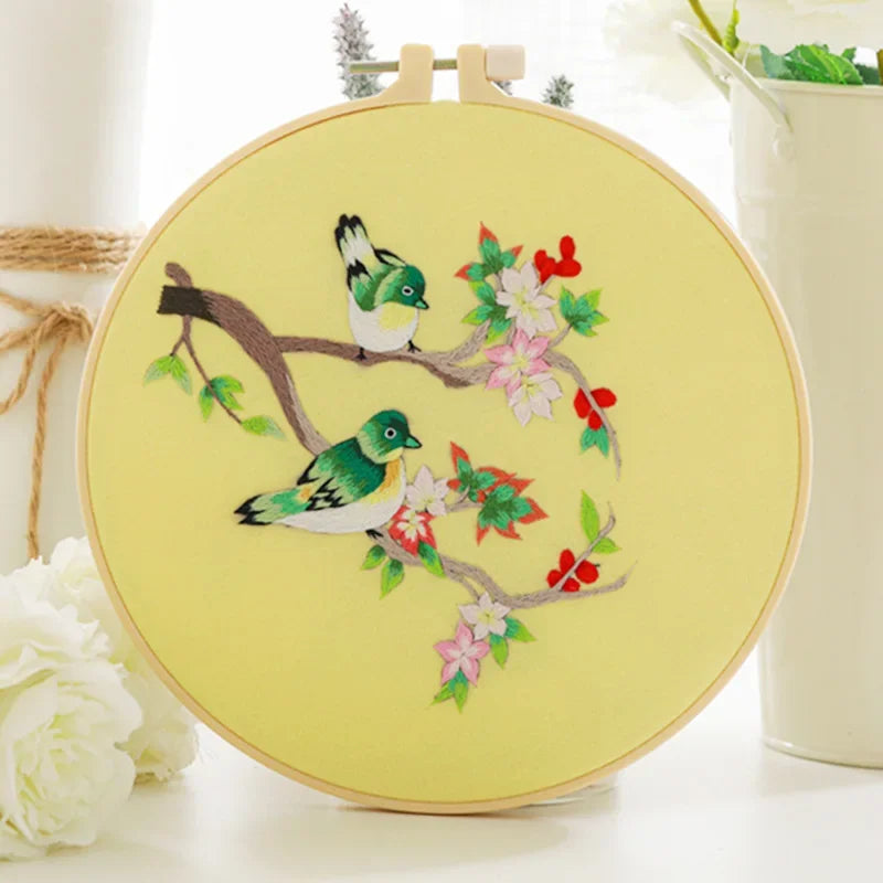 Birds Pattern Embroidery Kit for Beginners – DIY Cross Stitch Set