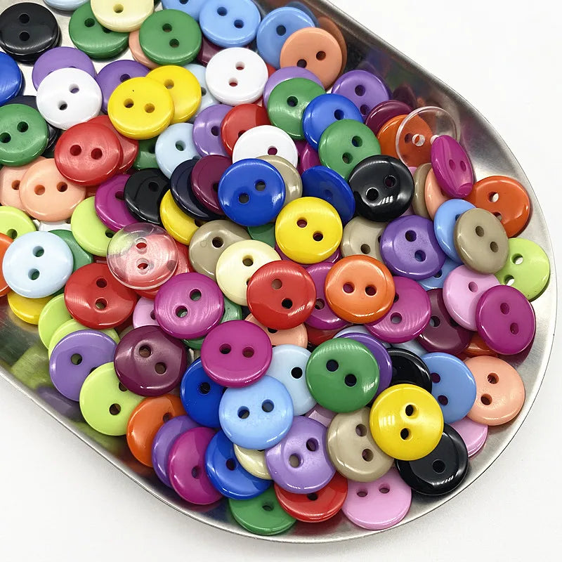 50-Pack Double Eye Resin Buttons 11.5mm – Round & Multicolor