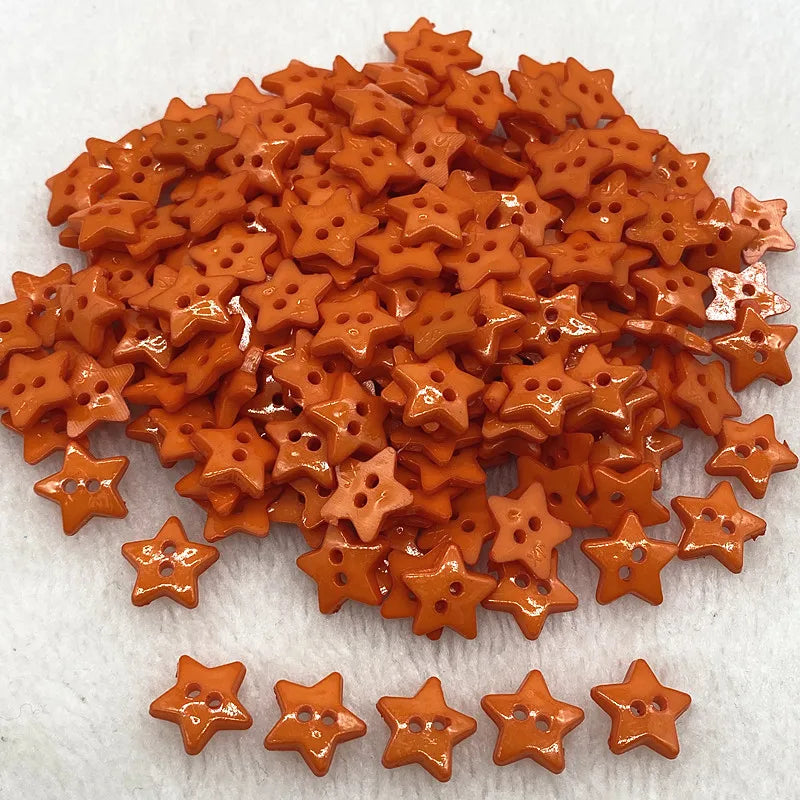 Five‑Pointed Star Resin Buttons – 12/15/20mm, Two‑Eye, Multicolor for Sewing & Scrapbooking