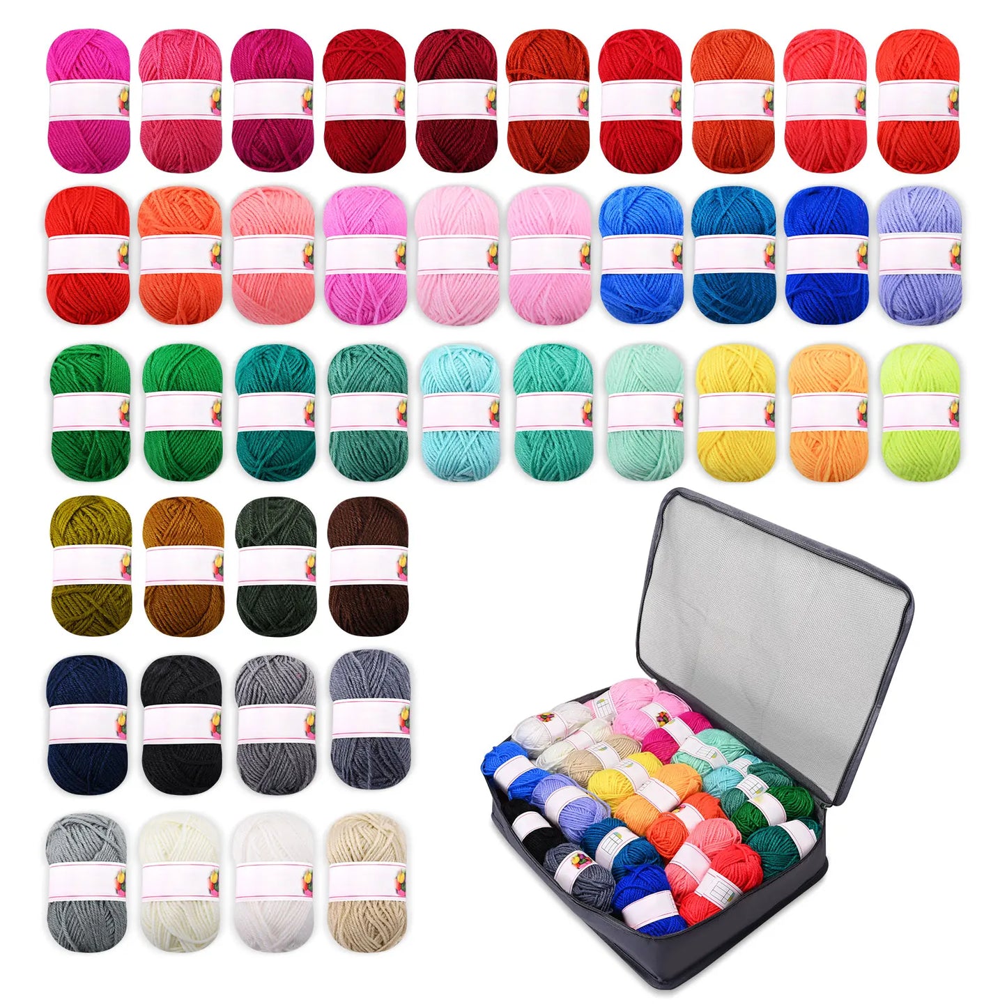 42-Color Tufting Yarn Set – Polyester/Cotton for Rug & Carpet Making