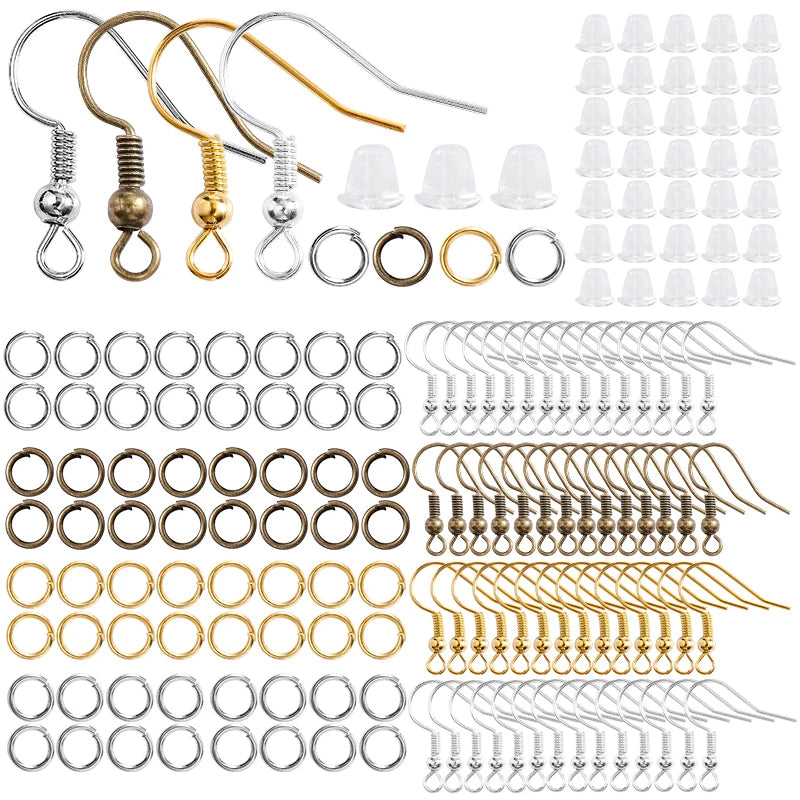 300-Pack Hypoallergenic Earring Hooks, Jump Rings & Rubber Backs