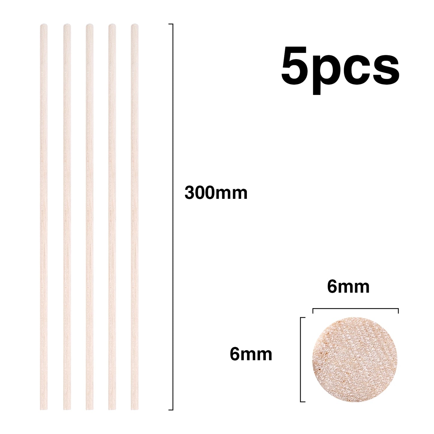 Balsa Wood Round Sticks – 3–30 pcs/Lot, 3–12mm Diameter, 10–50cm Length for Model Building