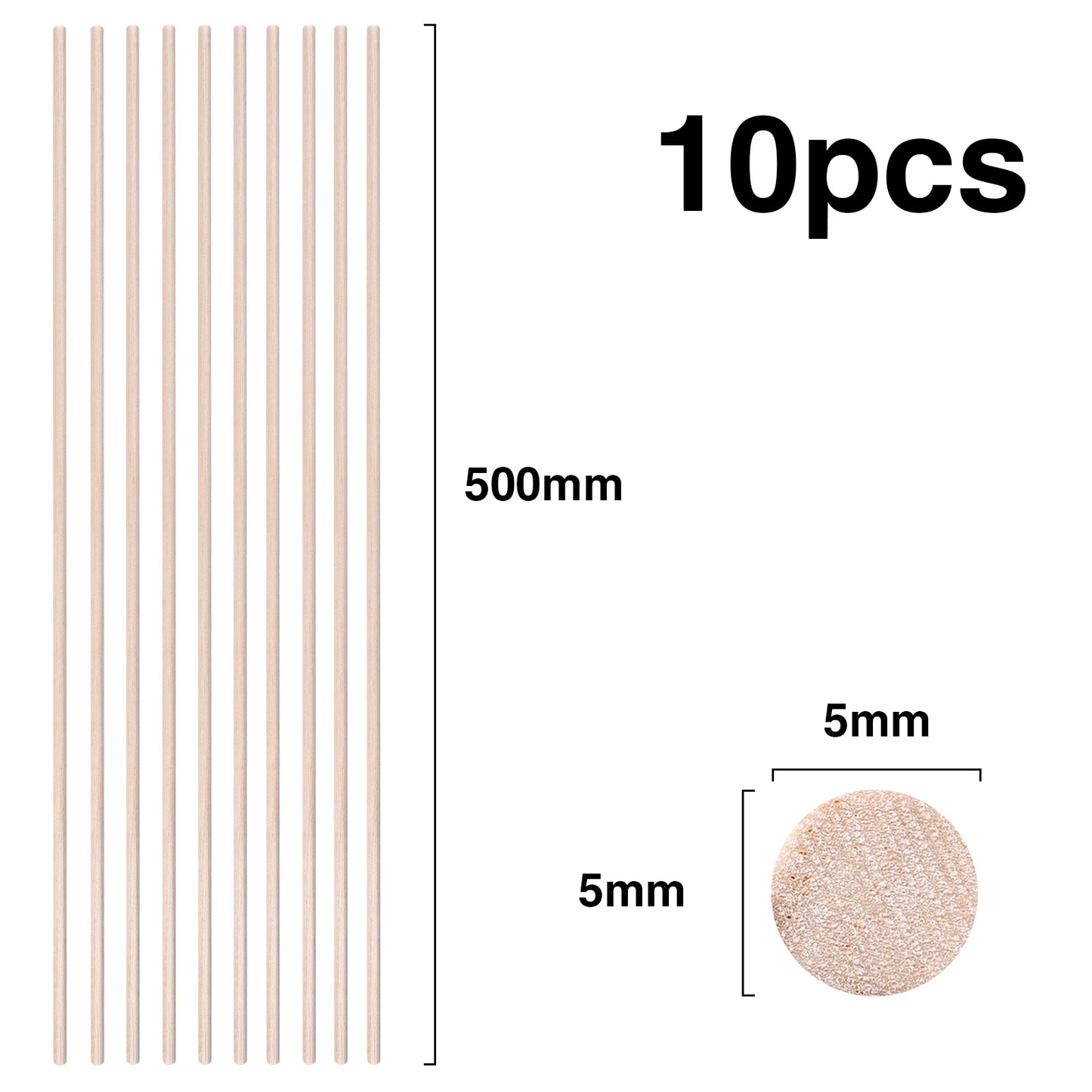 Balsa Wood Round Sticks – 3–30 pcs/Lot, 3–12mm Diameter, 10–50cm Length for Model Building