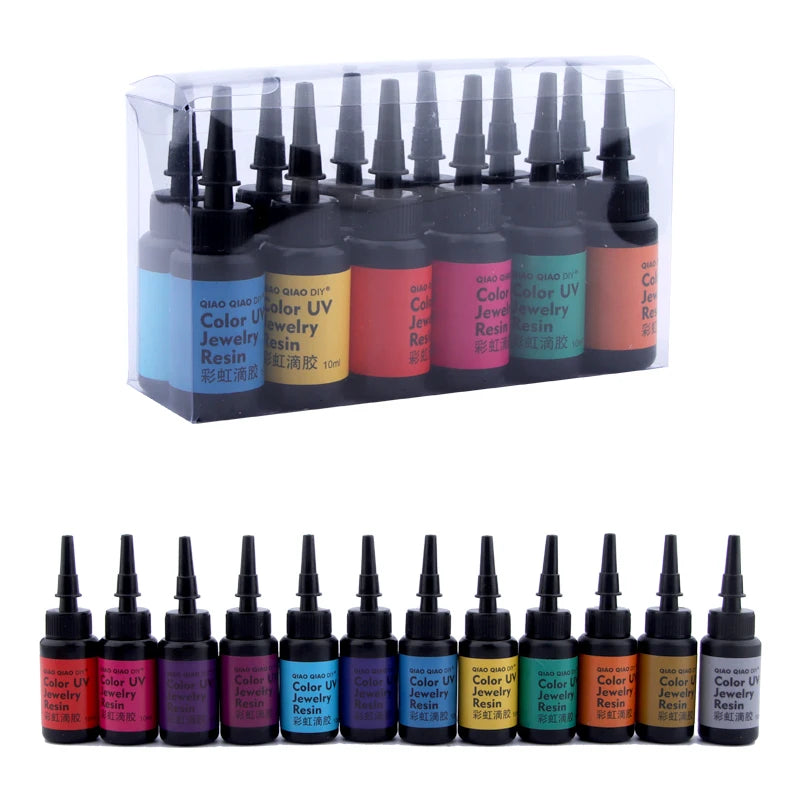 Color UV Resin Glue Kits (6/12/24pcs), Diamond Flash for Jewelry