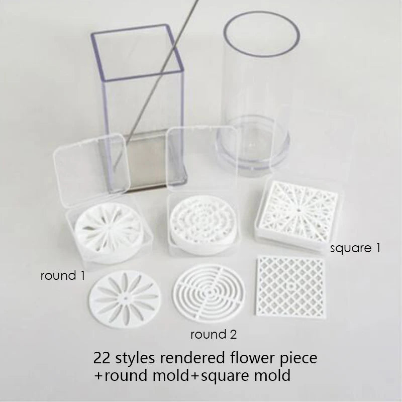 DIY Silicone Mold Kit: Square Kaleidoscope & Acrylic Cylindrical Molds for Soaps & Candles with Steel Rod