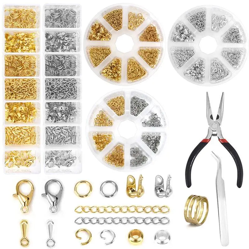 Jewelry Making Kit Box with Lobster Clasp, Jump Rings, Crimps & Beads