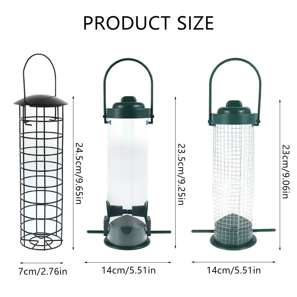 3‑Pack Transparent Hanging Bird Feeder, Garden Patio Feeding Station