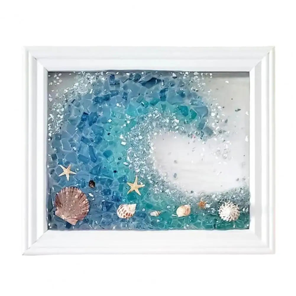 DIY Sea Glass Art Kit with Wooden Frame – Handmade Wall & Desktop Decoration