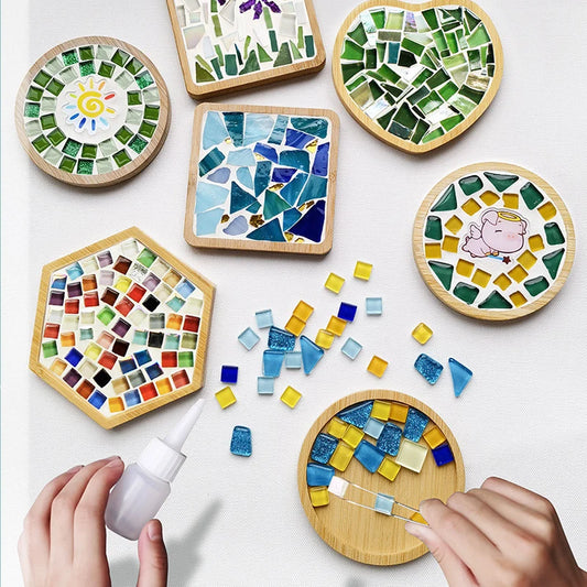 DIY Mosaic Bamboo Coaster Heart/Square Parent-Child Craft