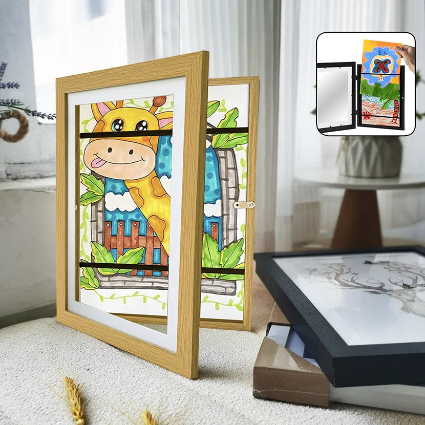 Wood Flap Art Frames Magnetic A4 Children’s Painting Display