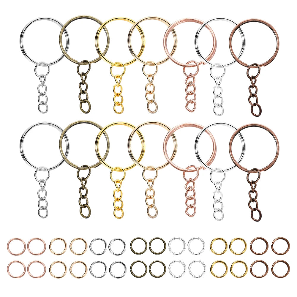 100-Pack 25mm Key Rings & 8mm Jump Rings for DIY Keychains