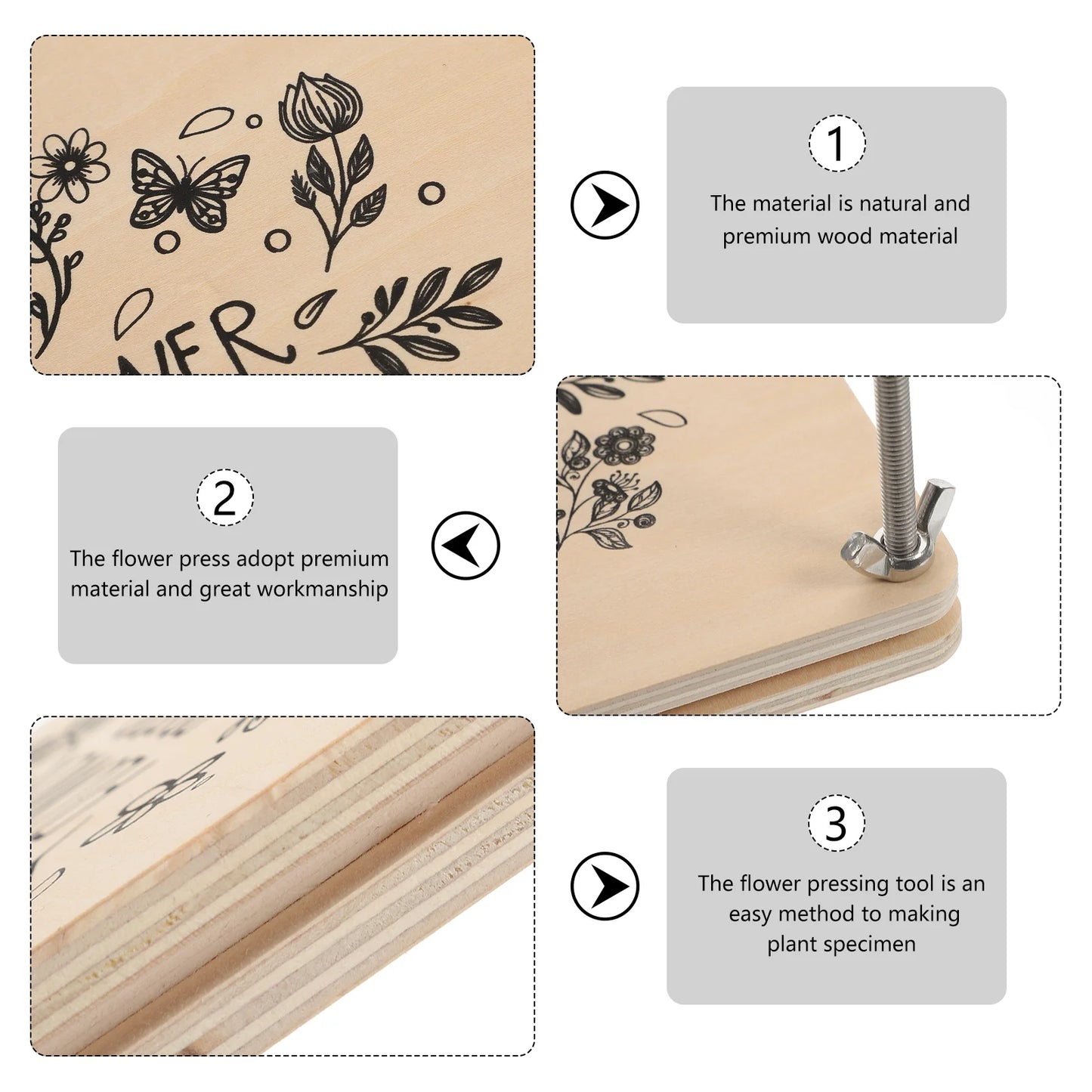 Wooden Flower Press – Dried Flower Specimen Kit