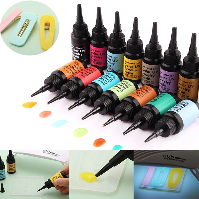 45-Color UV Resin Glue (10ml), Hard Ultraviolet Curing for Jewelry