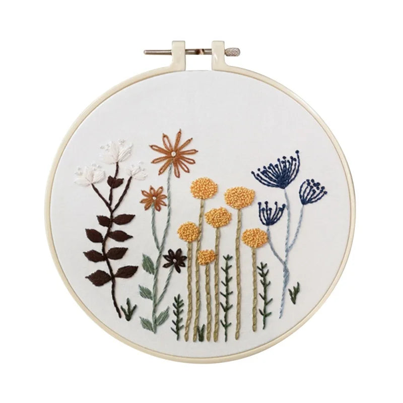 Embroidery Starter Kit – European Pattern, Cross Stitch & Hoops