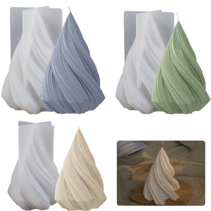 DIY Spiral Cone Candle Silicone Mold Gypsum Resin Decor