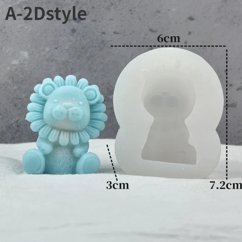 1Pc Lion Silicone Candle Mold Soap Aromatherapy Resin DIY