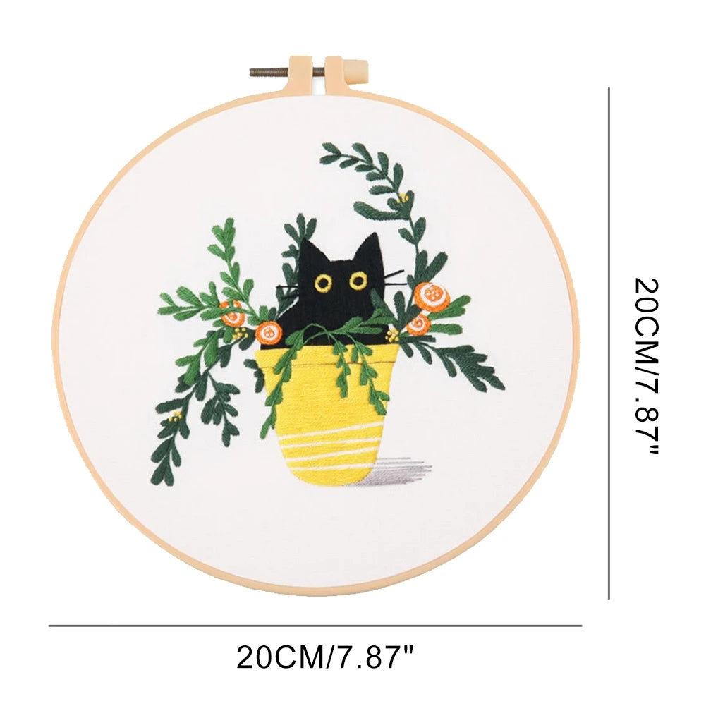 Embroidery Starter Kit – European Pattern, Cross Stitch & Hoops