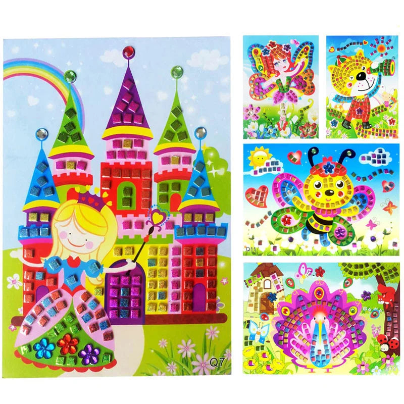 6Pcs Mosaic Diamond Craft Stickers Crystal Puzzle Educational Toy