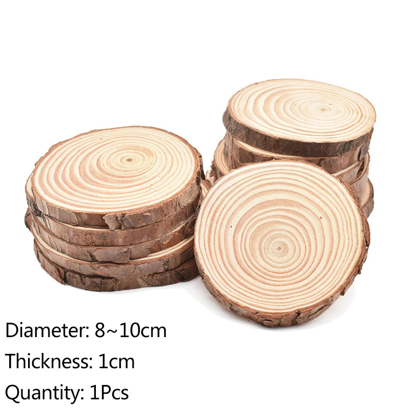 Natural Pine Wood Slices – 3–12cm Thick, Unfinished Round Discs with Bark for DIY Crafts & Rustic Decor