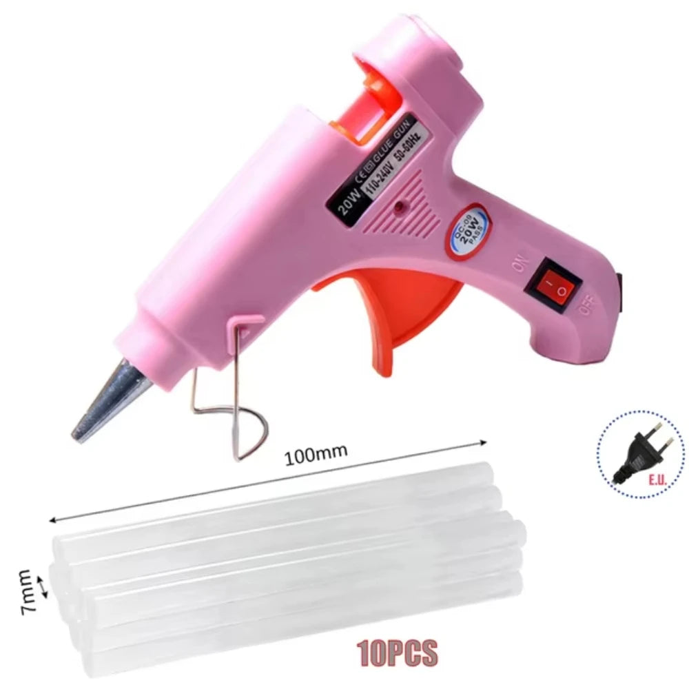 20W Hot Melt Glue Gun +10 Sticks DIY Household Industrial Crafts