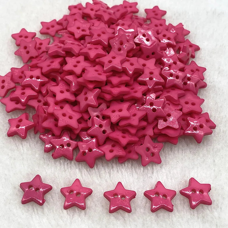 Five‑Pointed Star Resin Buttons – 12/15/20mm, Two‑Eye, Multicolor for Sewing & Scrapbooking